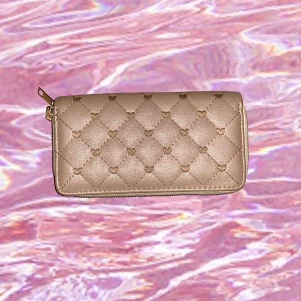 Y2K Tan Heart Print Wallet